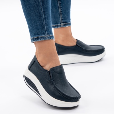Pantofi Talpa Ortopedica Piele Naturala MM210 Albastri