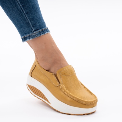 Pantofi Talpa Ortopedica Piele Naturala MM210 Mustar