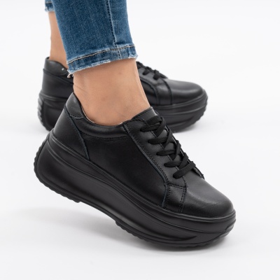 Pantofi Talpa Ortopedica Piele Naturala Negri 6855