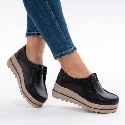 Pantofi Talpa Ortopedica Piele Naturala Negru 1-1151