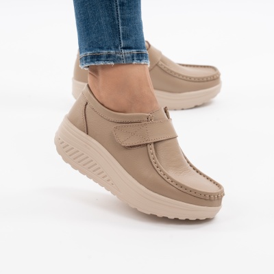 Pantofi Talpa Ortopedica Piele Naturala PL58 Kahki