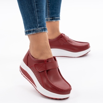 Pantofi Talpa Ortopedica Piele Naturala Rosu PL58