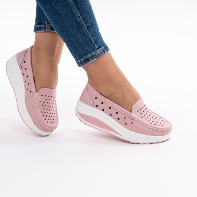 Pantofi Talpa Ortopedica Piele Naturala Roz A335