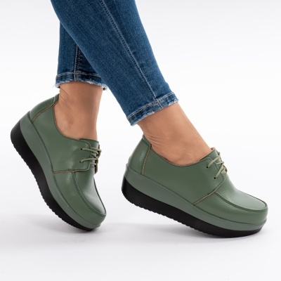 Pantofi Talpa Ortopedica Piele Naturala Verde 1168
