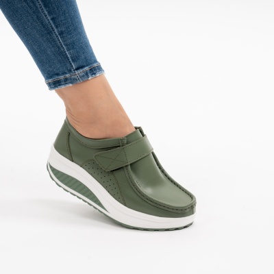 Pantofi Talpa Ortopedica Piele Naturala Verde PL58