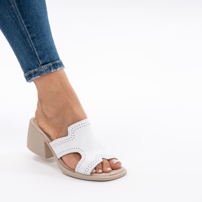 Pantofi Tip Papuci Piele Naturala Talpa Comoda AN2710-1 Alb