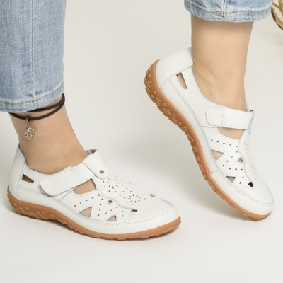 Pantofi Tip Sandale Piele Naturala Alb AN2857