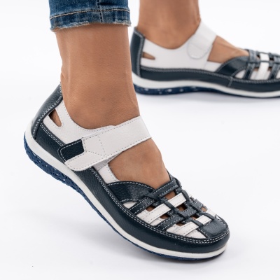 Pantofi Tip Sandale Piele Naturala Cu Bareta XQS336 Albastru