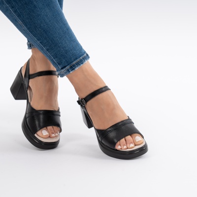 Pantofi Tip Sandale Piele Naturala Talpa Comoda AN2510-7 Negru