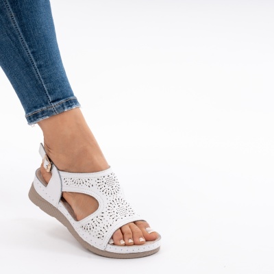 Pantofi Tip Sandale Piele Naturala Talpa Comoda AN2655 Alb