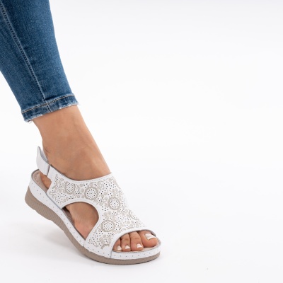 Pantofi Tip Sandale Piele Naturala Talpa Comoda AN2678-1 Alb