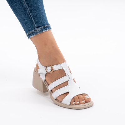 Pantofi Tip Sandale Piele Naturala Talpa Comoda AN2710-5 Alb
