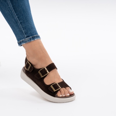 Pantofi Tip Sandale Piele Naturala Talpa Comoda F002-547 Maro