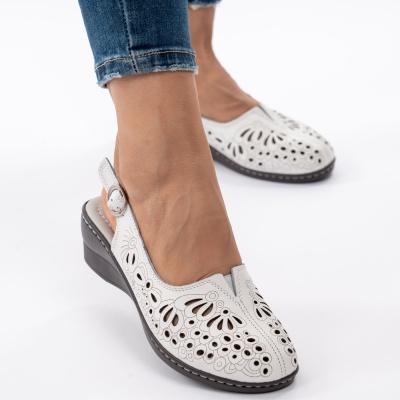 Pantofi Tip Sandale Piele Naturala Talpa Comoda F002-649 Alb