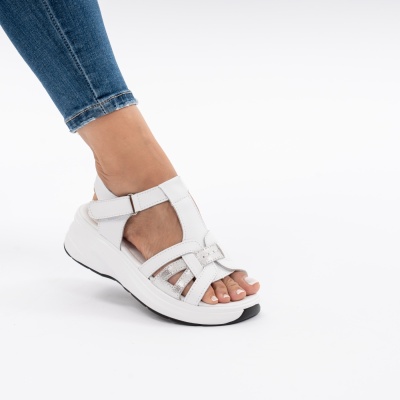 Pantofi Tip Sandale Piele Naturala Talpa Comoda JY57811 Alb