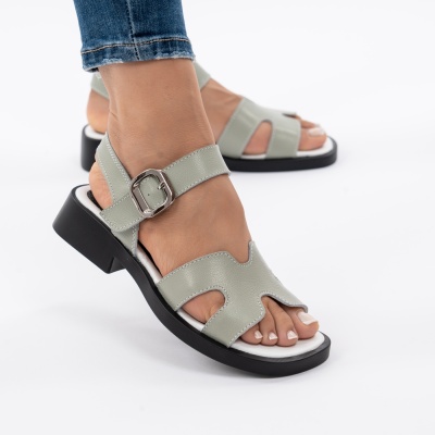 Pantofi Tip Sandale Piele Naturala Talpa Comoda JY6531 Verde