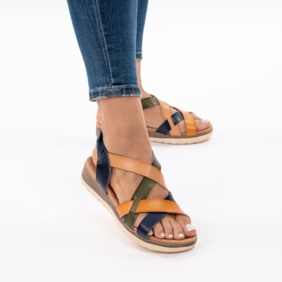 Pantofi Tip Sandale Piele Naturala Talpa Comoda OD924 Galben