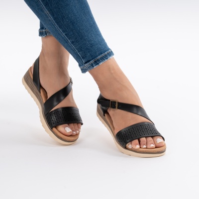 Pantofi Tip Sandale Piele Naturala Talpa Comoda OD926 Negru