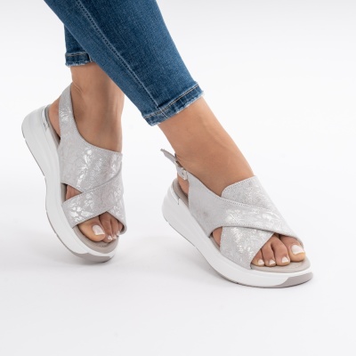 Pantofi Tip Sandale Piele Naturala Talpa Comoda T-8006-2 Gri