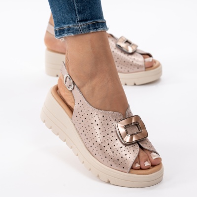 Pantofi Tip Sandale Piele Naturala Talpa Comoda T-8021-2 Roz