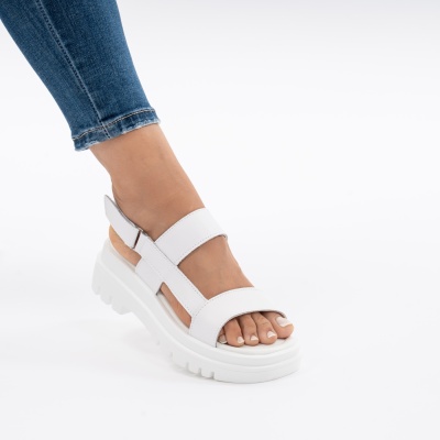 Pantofi Tip Sandale Piele Naturala Talpa Comoda T-8043 Alb