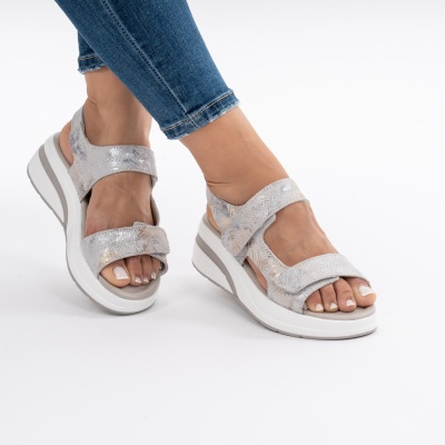 Pantofi Tip Sandale Piele Naturala Talpa Comoda T-8051 Silver