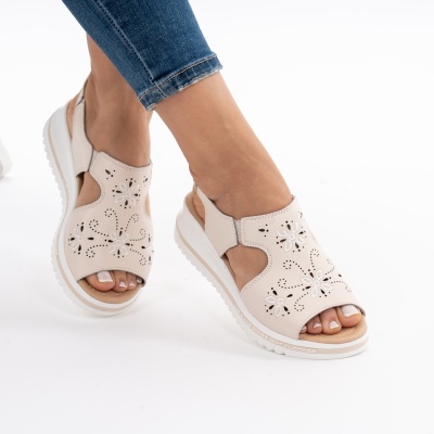 Sandale Piele Naturala Bej JY3010