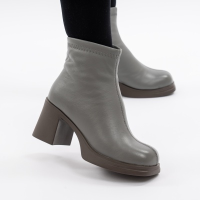 Botine Piele Naturala Gri 1350