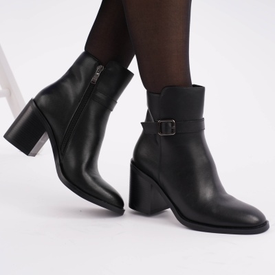 Botine Piele Naturala Negre SN5002
