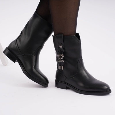 Cizme Scurte Piele Naturala Negre SN5010
