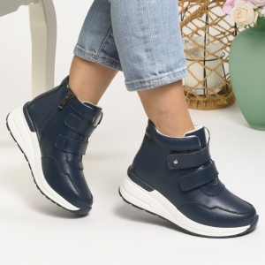 Ghete Imblanite Piele Naturala Albastre T3095