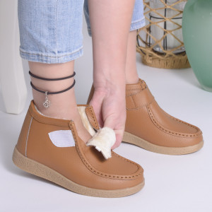 Ghete Imblanite Piele Naturala Camel 9601-2