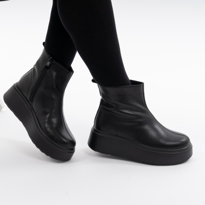 Ghete Imblanite Piele Naturala  Talpa Comoda Negru 151