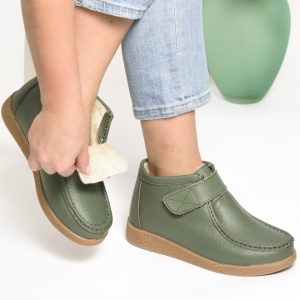 Ghete Imblanite Piele Naturala Verde 9601-2