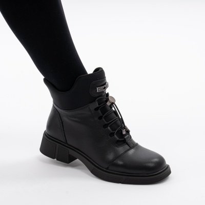 Ghete Piele Naturala Imblanite Talpa Bocanci Negre 155