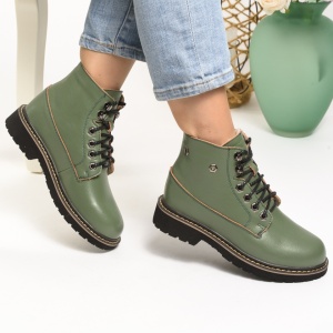 Ghete Piele Naturala Imblanite Talpa Bocanci Verde 1952