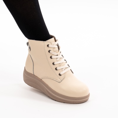 Ghete Piele Naturala Imblanite Talpa Casual Bej 1959-2
