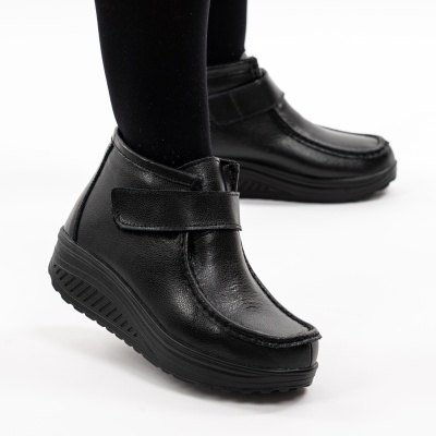 Ghete Piele Naturala Imblanite Talpa Ortopedica Black A386