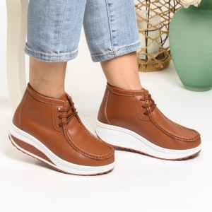 Ghete Piele Naturala Imblanite Talpa Ortopedica Camel A385