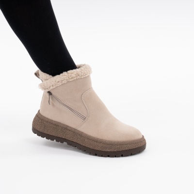 Ghete Piele Naturala Imblanite Talpa Striată Bej Jy7955