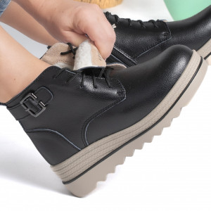 Ghete Piele Naturala Imblanite Talpa Striată Negre 2021-1B