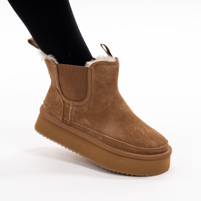 Ghete Piele Naturala Imblanite tip UG Camel 8253