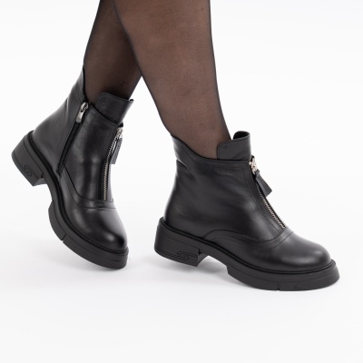 Ghete Piele Naturala Negru