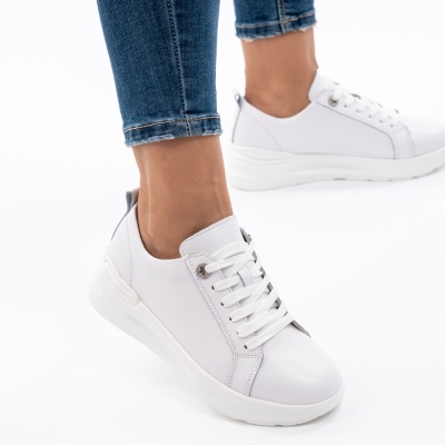 Pantofi Casual Din Piele Naturala Alb AW2023-21