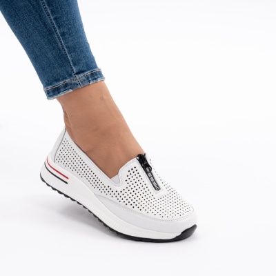 Pantofi Casual Din Piele Naturala Albi Q892