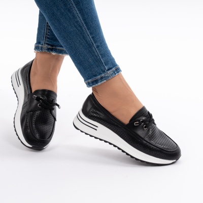 Pantofi Casual Din Piele Naturala Negri Q891