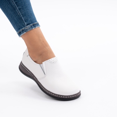 Pantofi Casual Piele Naturala Alb AP2115