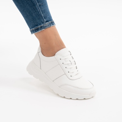 Pantofi Casual Piele Naturala Alb F001-972