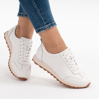 Pantofi Casual Piele Naturala Alb F002-642