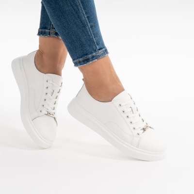 Pantofi Casual Piele Naturala Alb F005-031